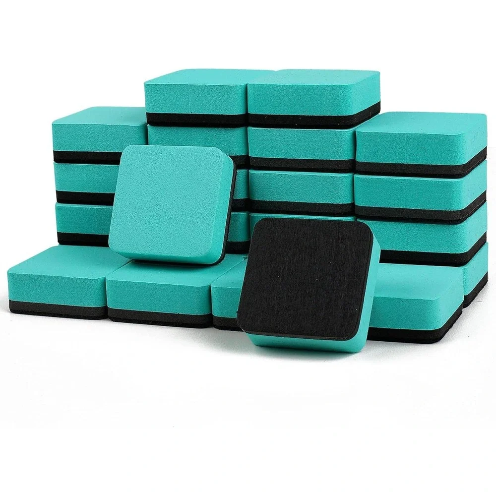 24 Pack Magnetic Dry Erase Whiteboard‎ Erasers Turquoise Felt Microfiber